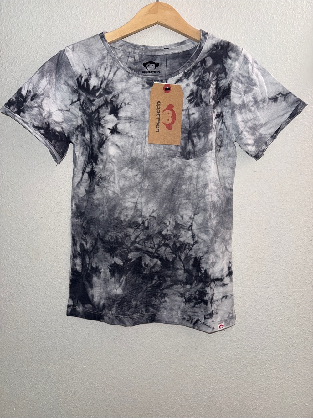 Appaman NWT Black & Gray Tie-Dye Short Sleeve Pocket Tee size 7